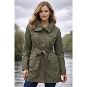 NWT Ellen Tracy Utility Rain Jacket Olive Green XL